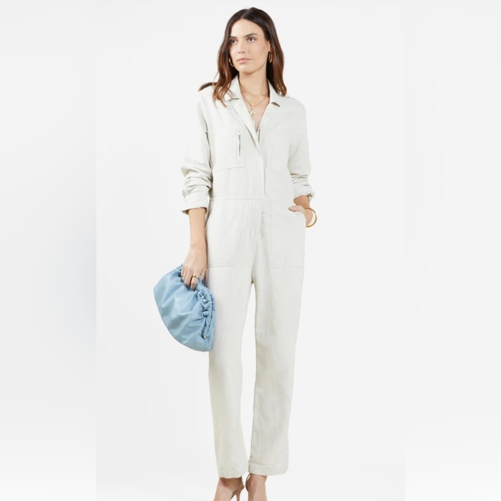 Outerknown Station Jumpsuit Women Small Utility Coveralls Cargo Linen Cotton NEW